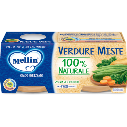 Mellin Omogeneizzato Verdure Miste 4M+ 2x80g