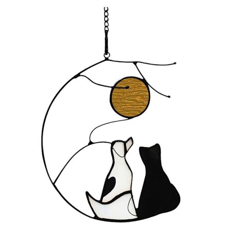 Månevindue Hængende Ornament Til Hundeelskere Glas Akryl Kreativt Vedhæng Mindegaver Sort Gul