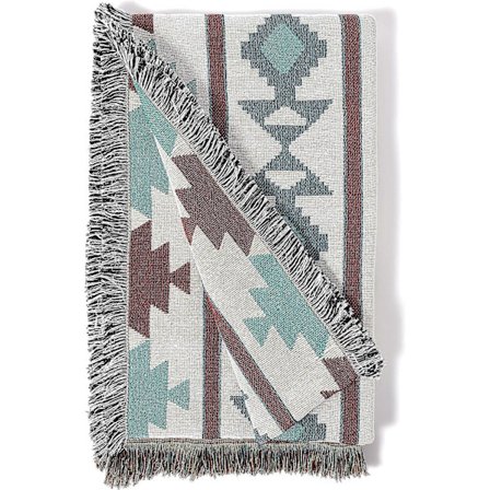Aztec-torkkupeitto, lounaismainen heimopeitto, jossa on tupsut, intiaanipeitto sohvalle, tuolille, sängylle, ulkorannalle, matkalle, 127 x 152 cm, 