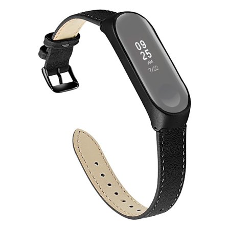 Läderarmband för Xiaomi Mi Band 5 - Svart