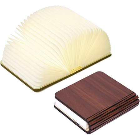 Boglampe i træ, Nyhed LED Natlampe, USB Genopladelig LED Stemningslys, 3 Farver Skrivebordslampe