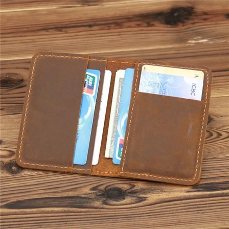 Men's Card Holder Wallet Leather Minimalist Personalizd Small Thin Purse Slim Mini Credit Card Bank ID Card Holder Wallet