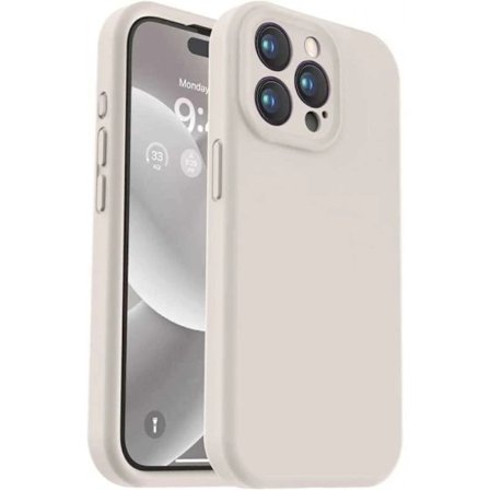 /EA/iPhone 15 Pro Gummibelagt Skal med Kameraskydd Liquid V2 - Retro Vit