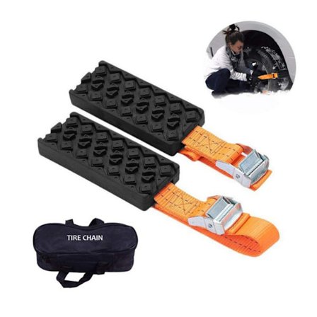 To genanvendelige snekæder, egnet til biler, udrykningskøretøjer, sand, mudder, sne, samt dækstiger til SUV'er og pickup trucks.