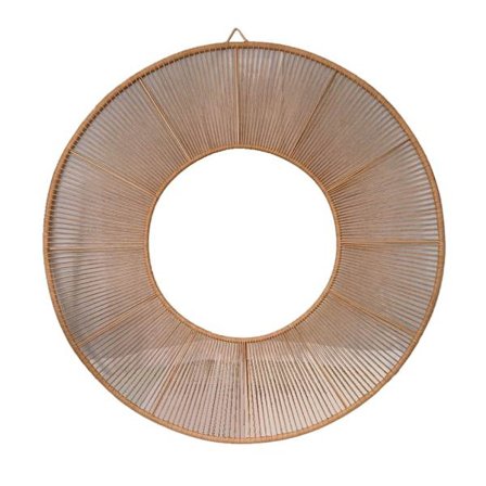 Rattan vægdekoration, naturlig metalramme, 160x2,5 cm