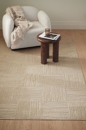 &Home - Teppe Daisy Check - Beige - Glattvevde tepper - 160X230 - Fra Homeroom