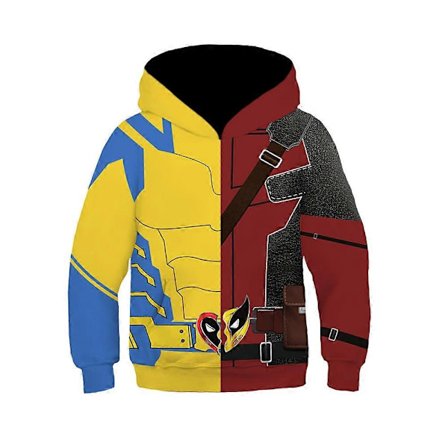 Børne Drenge Deadpool & Wolverine Hoodie Casual Langærmet Hoodie Løstsiddende Trøje Topper-Xin Rød Gul