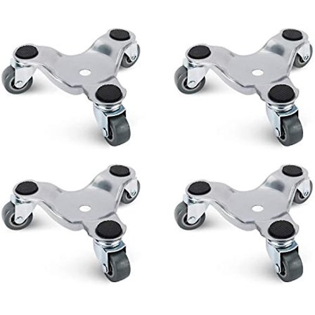 4-pack 6 tum Stål Tri-Dolly Set för att Flytta Möbler och Apparater 220 kg Lastkapacitet