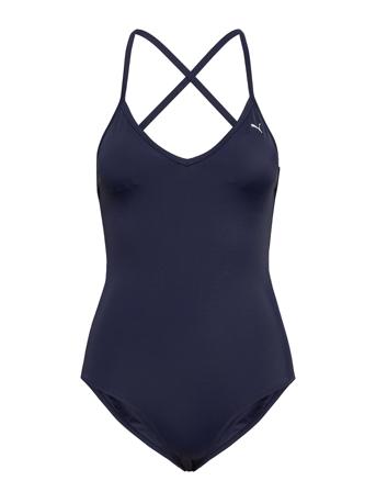 Puma Swim Women V-Neck Crossback Sw Baddräkt Badkläder Marinblå Puma Swim