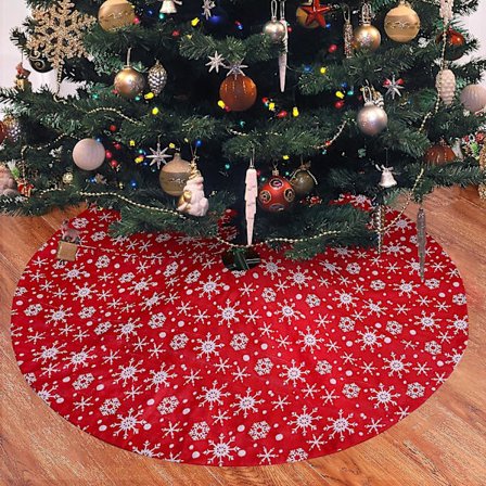 Snö Julgransmatta 32 Tum Röd Dubbel Lager Julgransmatta Snö Klassisk Julgransmatta Kudde