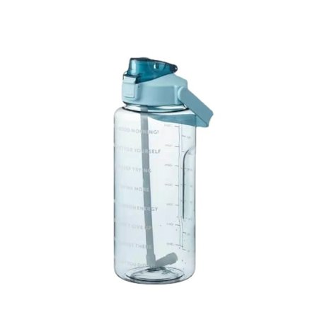 2L Water Bottle with Straw Large Portable Travel Bottle Blue