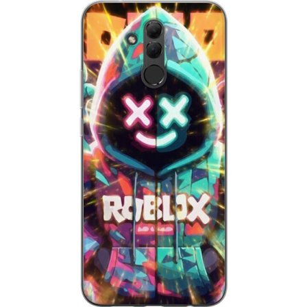 Kompatibel Mobilcover til Huawei Huawei Mate 20 lite Neonfarvet Roblox hættetrøje figur med lysende effekter og energifyldt baggrund, moderne gaming