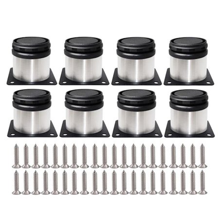 8 Säädettävää Jalkaa 50mm Korkeus Paksummat Kaapin Jalat Pöydänjalat Huonekalujen Jalat, Harjattu Ruostumaton Teräs, Säädettävä Korkeus 0-15mm Mukana 