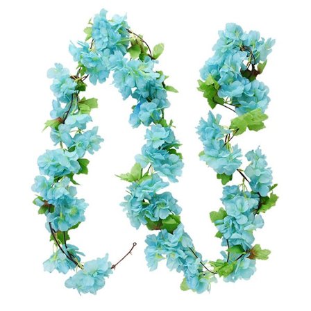 2,3 m Blomsterguirlande Kunstig Blomstersnor med Blade Silke Sakura Kirsebærblomst Efeu Ranke til Hjemmehave Bryllupsbue Dekoration