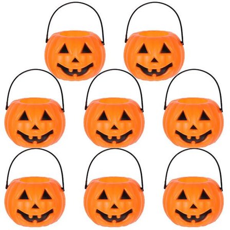 8 stk Halloween Bærbare Græskarspande Børn Trick Or Treat Græskar Slik Spand Holder Desktop Lysestager Lysestager (orange)Orange7 * 5.5 * 3.5CM