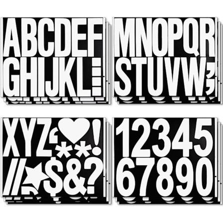12 ark kapitalbogstaver og tal klistermærker, 10 cm vinyl selvklæbende klistermærker, vandtætte alfabetiske klistermærker til håndværk, postkasse, bil