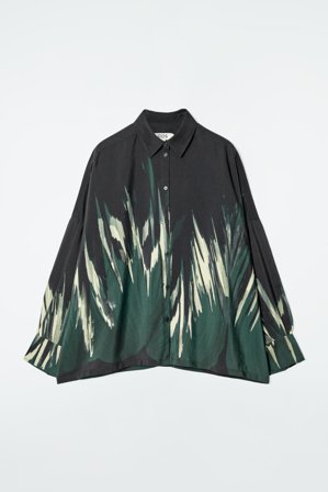 COS Frauen Bedrucktes Hemd Aus Leinen Mix in Schwarz