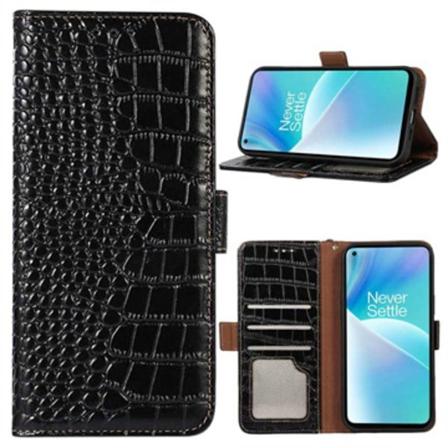 Crocodile Serie Oneplus Nord 2t Läder Plånboksfodral Med... Svart