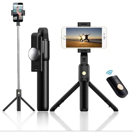 360° rotation Bluetooth Selfie Stick, teleskopisk med telefonholder, 3 i 1 tripod monopod, trådløs fjernbetjening
