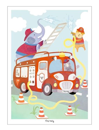 Poster & Frame Tiny Tails - Brandbilplakat - Red - 50X70CM