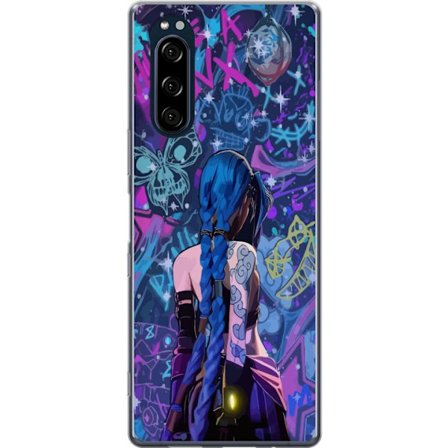 Kompatibelt Mobildeksel til Sony Sony Xperia 5 Fargerik graffitiillustrasjon med blåhåret karakter i urbane neonstil og kreativt kaos