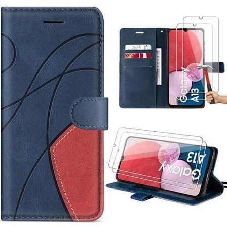 Skræddersyet etui til Samsung Galaxy A04s/A13 5G - Marineblå - PU-læder - Fuld beskyttelse - Justerbar støtte