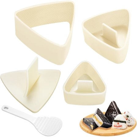 (Beige) Onigiri Form Triangel Set, 3-pack Risbollsform Sushi Maker (Stor, Medium, Liten), DIY Sushi Making Kit, Lätt att Använda