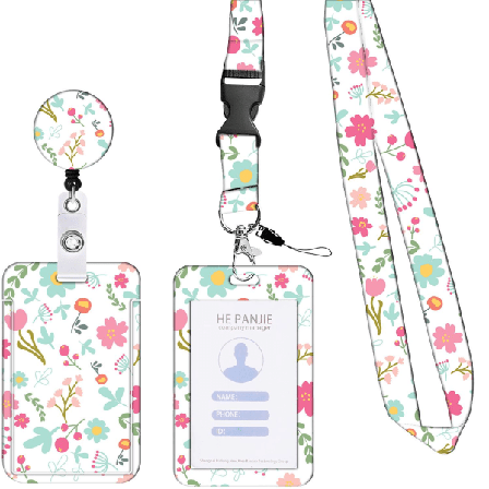 Nyckelband med korthållare (rosa), Nyckelband med vridbar karbinhake - för ID-korthållare, nycklar, kamera, mobiltelefon