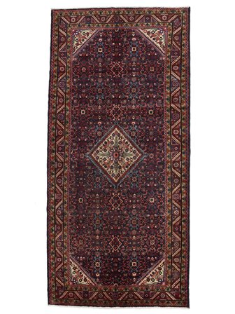 Håndknyttet Persisk Hamadan Teppe 163X334 Svart/Mørk Rød