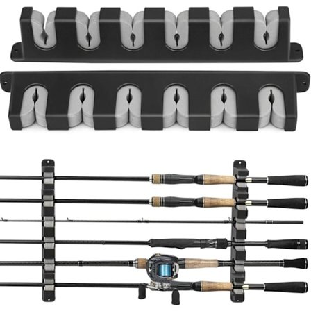 Fiskespöhållare Fiskespöställ Väggmonterad Horisontell Fiskespöhållare för Garage, Båtar, 6 Fiskespökombinationer, 1 Par
