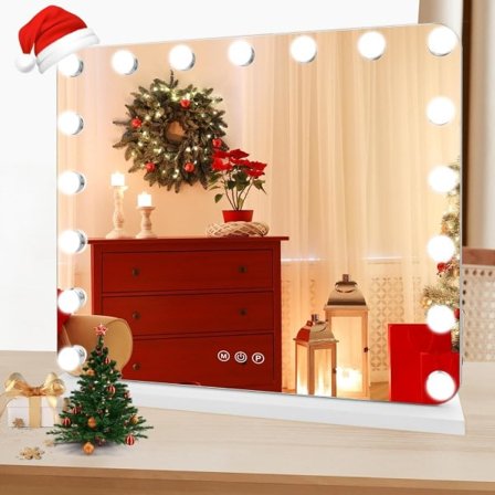 Hollywood sminkespeil med lys, 14 dimbare LED-lys, 3 fargevalg, avtakbart speil med 10x forstørrelse (kun pære)