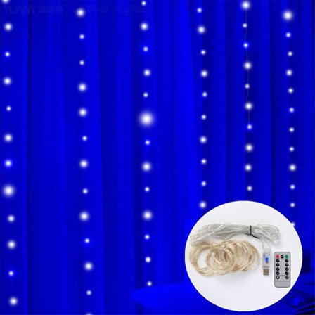 Gardinslynge med 200 LED Lys 3m X 2m Julelys Vandafvisende USB-drevet 8 Tilstande Fjernbetjening Lysstreng Til Soveværelse Vægge Vindue Terrasse Fest 