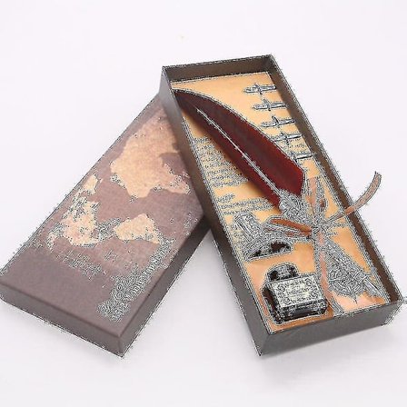 Vintage fjærpenn, Vintage fjær dypp penn skrive blekksett, forretningsgave