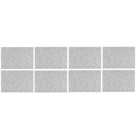 Sæt med 8 sprækkede bordskånere - 45 x 30 cm - Grå