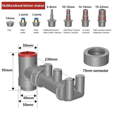 Altaan viemäriputken sovitin Keittiön altaan viemärihaara B B