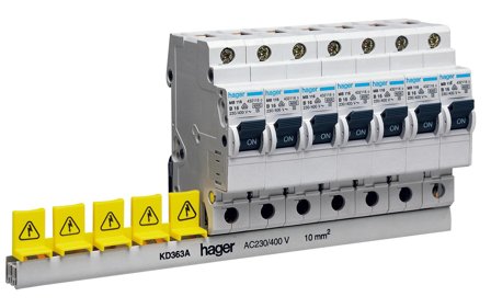 Hager KZ059 Beskyttelseskappe til faseskinne, 10-pakning, Elfordeling & strømforsyning