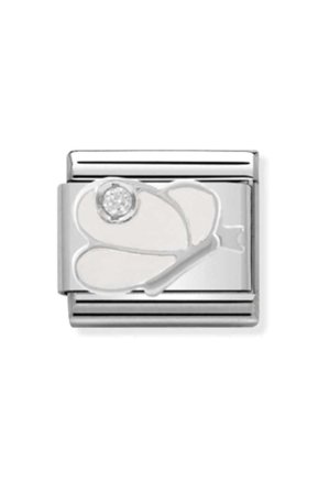 Symbols 925 Sterling Silver with enamel and CZ butterfly white