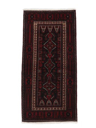 Tapis Baloutche 96X193 Noir (Laine, Perse/Iran)