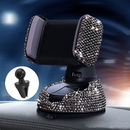 Bling Crystal Bilstolholder, Justerbar Universal Biltelefonholder, Stærk Klæbende Instrumentbræt Bil Luftventil Telefonholder Instrumentbræt 