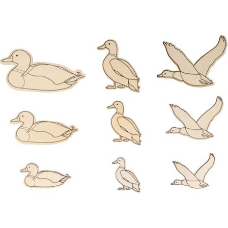 15 Mini ankdekorationer i trä