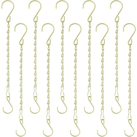 Guld Hängande Korgkedja, 29 cm Dekorativa Växthängande Kedjor med Krokar, Krukor Fågelmatare Lykta Lampa, 10 st