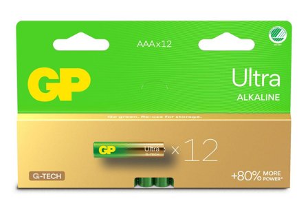 GP Ultra Alkaline Battery, Size AAA, LR03, 1.5V, 12-pack