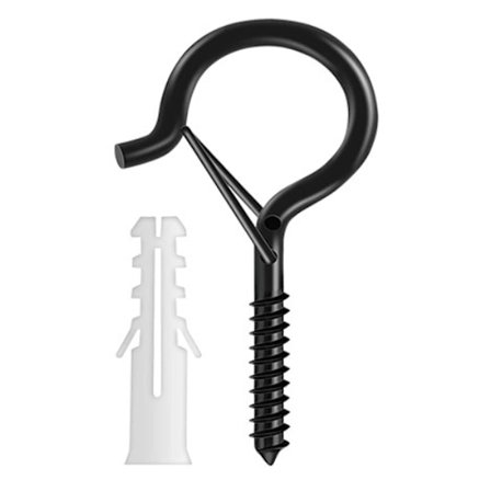 Svarte Q-formede saueskinnskroker Sikkerhetshengende plante krok rett krok anti-felling lampe krok skrue