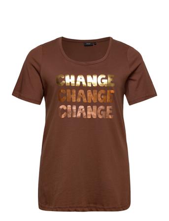 Vtinka, S/S, Straight Tee T-shirts & Tops Short-sleeved Brun Zizzi