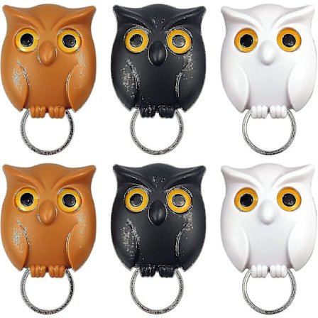 6 stk Ugle Nøglering, Magnetisk Nøgleholder Krog, Natugle Nøglering Til Væggen Eller Døren