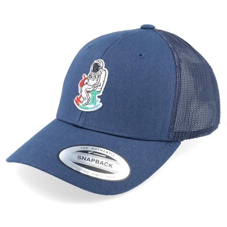 Kiddo Cap - Blau trucker Cap - Kids Rocking Horse Astronaut Navy Trucker @ Hatstore