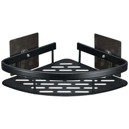 Badeværelseshylde - Trekantet hjørnehylde - 22x29×5.5CM, (Sort) 1 stk