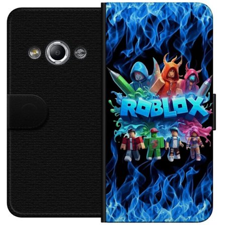 Kompatibelt Lommeboketui til Samsung Galaxy Xcover 3 Roblox-figurer i blå flammer og neonrøyk kreativ spillillustrasjon med sterk kontrast