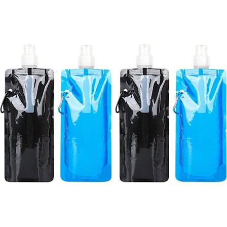 Kokoontaitettava juomapullo, 4 kpl kokoontaitettava juomapullo uudelleenkäytettävä juomavesipullo muovinen vesipussi uudelleenkäytettävä klipsillä
