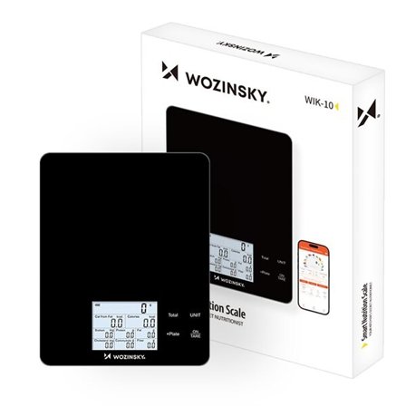 Wozinsky WIK-10 Smart køkkenvægt med digitalt display, Bluetooth-app - sort